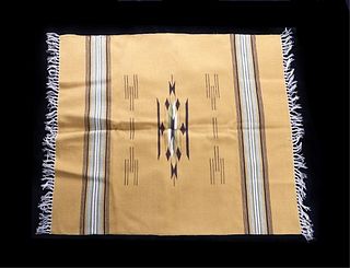Golden Colored Mexican Hand Woven Rug 36X33