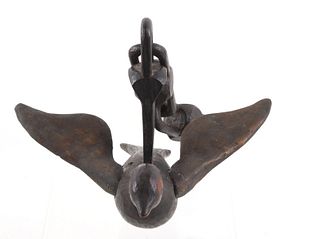 Hand Carved Flying Bird Decoy & Wood Chain