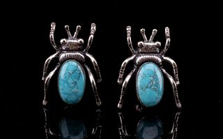 Navajo Sterling & Turquoise Bug Earrings