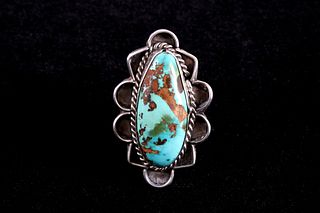 Navajo Silver King's Manassa Turquoise Ring