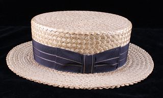 1920's Straw Boater Hat From The Hat Box Butte MT.