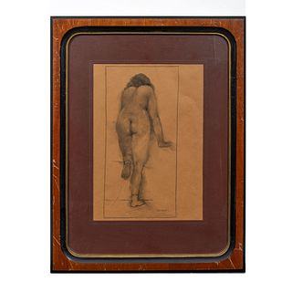 ARMANDO GARCÍA NUÑEZ. Desnudo femenino. Firmado. Carboncillo sobre papel. Enmarcado. 42 x 29 cm