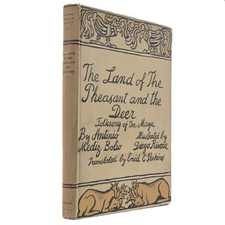 LIBRO ILUSTRADO POR DIEGO RIVERA. Mediz Bolio, Antonio. The Land of the Pheasant and the Deer Folksong of the Maya. México, 1935.