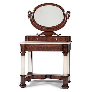 Late Classical Mahogany and Marble Dressing Table 
