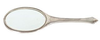 Antique Sterling Silver Oval Hand Mirror