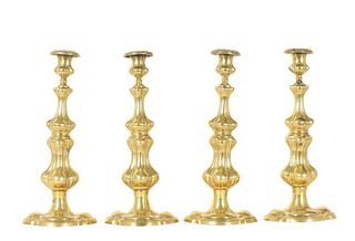 Set of (4) Ornate Brass Candlesticks