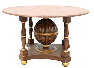 Round Walnut Table with Gilding