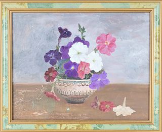Floral Still Life, 20th C., Oil on Canvas Board