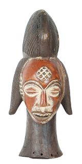 African Hand Carved Wooden Figural Bust Sculpture