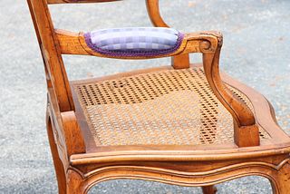 Pair of French Wood & Cane Chairs