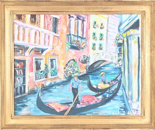 Venetian Canal Painting, Oil on Canvas