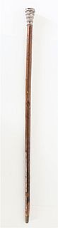 Sterling Silver and Carved Wood Cane
