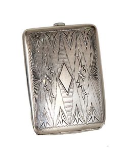 Sterling Silver Engraved Cigarette Case, 5 OZT