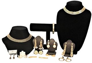 Large Collection of Ladies Gilt Jewelry, 12 Pieces