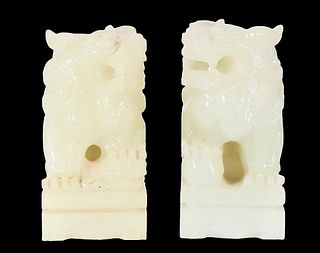 Pair of Chinese Onyx Foo Dogs