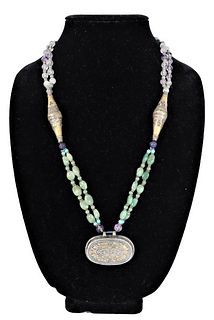 Tibetan Pendant & Beaded Necklace