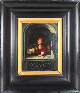 Figure at Window, Oil on Board