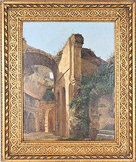 Classical Scene of Ruins, Oil on Board