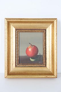 Still Life of an Apple, Signed Dory, Oil on Board