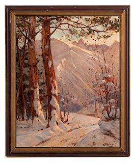 Mountain Snow Scene by Robert Franz Curry 