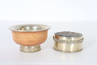Tibetan Ceremonial Silver Plated Drinking Cup /Box