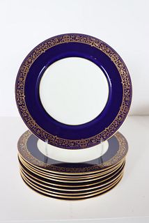 Set of (10) English Minton Cobalt & Gilt Plates