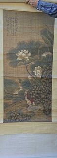 Chinese Ming Style Scroll Painting on Silk