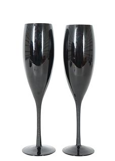 (2) Art Glass Champagne Glasses