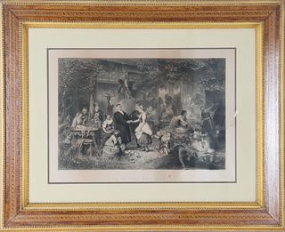 1865 Print in Exceptional Gilt and Inlaid Frame
