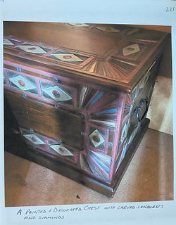 Painted and Decorated Wooden Chest
