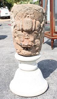Carved Stone Garuda Head Planter