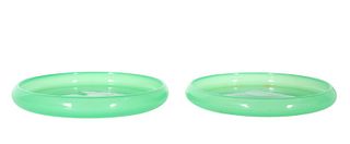 (2) Steuben Jade Green Shallow Bowls