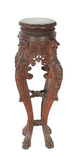 Anglo Indian Finely Carved Rosewood Planter Stand