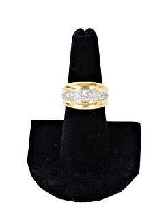 Russian 18k Yellow Gold & Diamond Ring, 8.2 DWT