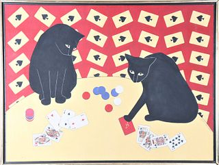 Joyce Hamilton, Signed Oil on Canvas, "Cats"