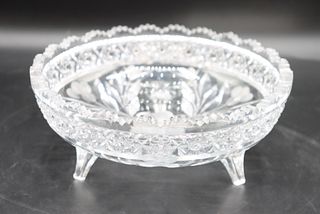 Clear Cut Glass Footed Bowl