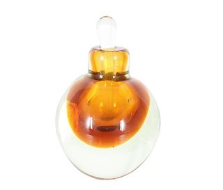 Hand Blown Weighted Glass Bottle with Stopper