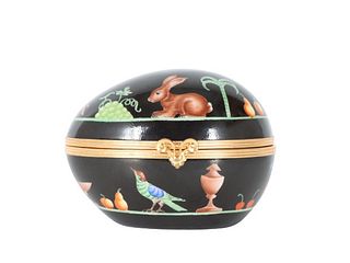 French Hand Painted Egg Trinket Box