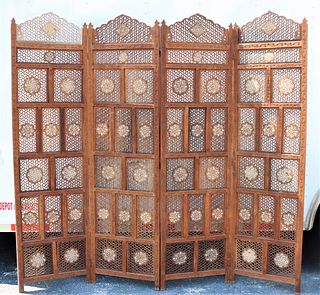 Carved Four Fold Screen