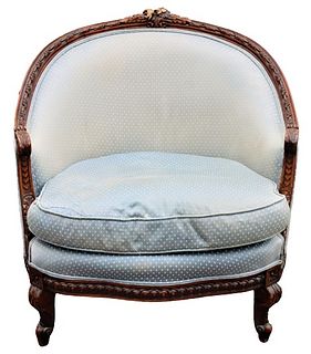 Antique Upholstered Demilune Chair