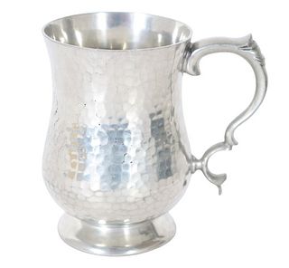 Sheffield Hammered Pewter Cup w Handle