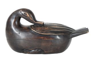Vintage Hand-Carved Duck Container