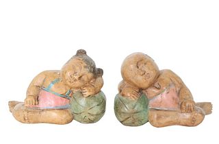 (2) Indonesian Polychrome Water Babies Figures