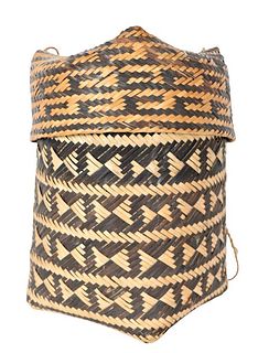 Woven Basket with Geometric Design