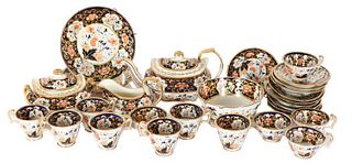 (28)Pc Antique English Imari Porcelain Tea Service