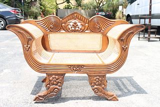Heavily Carved Indonesian Open Arm Chair
