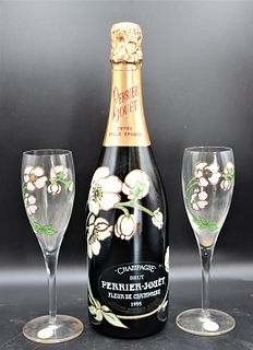 Perrier-Jouet Champagne Bottle & Wine Glasses