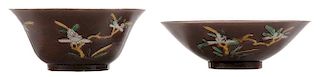 Two Conical Aubergine Porcelain
