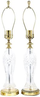 Pair of Waterford Cut Crystal Glass Lamps
