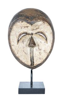 African Ceremonial Face Mask w Heart-Shaped Face
